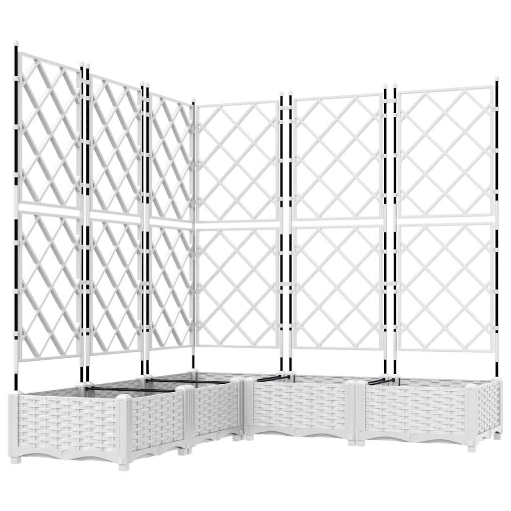 vidaXL Garden Planter 5 pcs White 120 x 120 x 125.5 cm PP