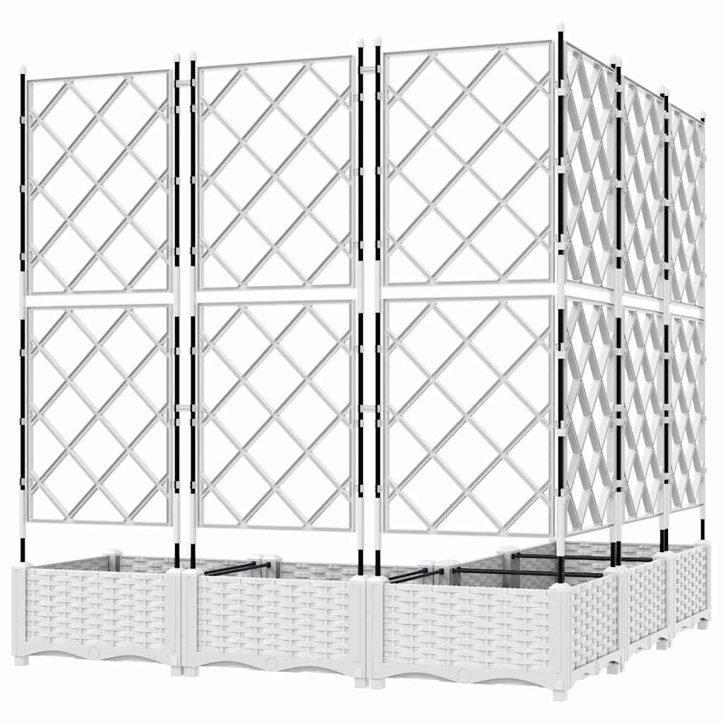 vidaXL Garden Planter 5 pcs White 120 x 120 x 125.5 cm PP