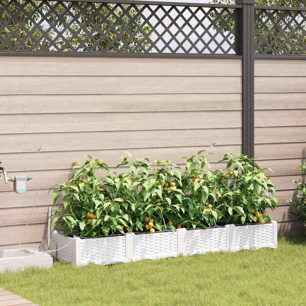 vidaXL Garden Planter 4 pcs White 160 x 40 x 22 cm PP