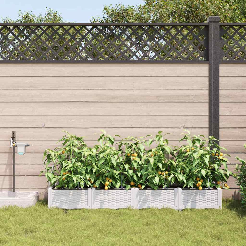 vidaXL Garden Planter 4 pcs White 160 x 40 x 22 cm PP