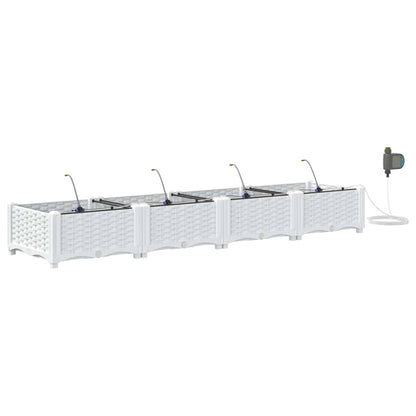 vidaXL Garden Planter 4 pcs White 160 x 40 x 22 cm PP