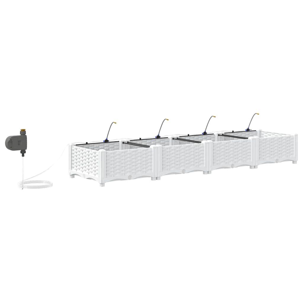 vidaXL Garden Planter 4 pcs White 160 x 40 x 22 cm PP