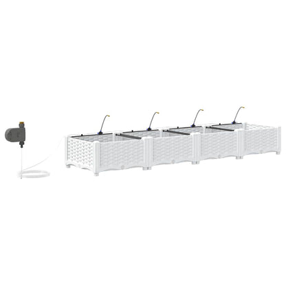 vidaXL Garden Planter 4 pcs White 160 x 40 x 22 cm PP