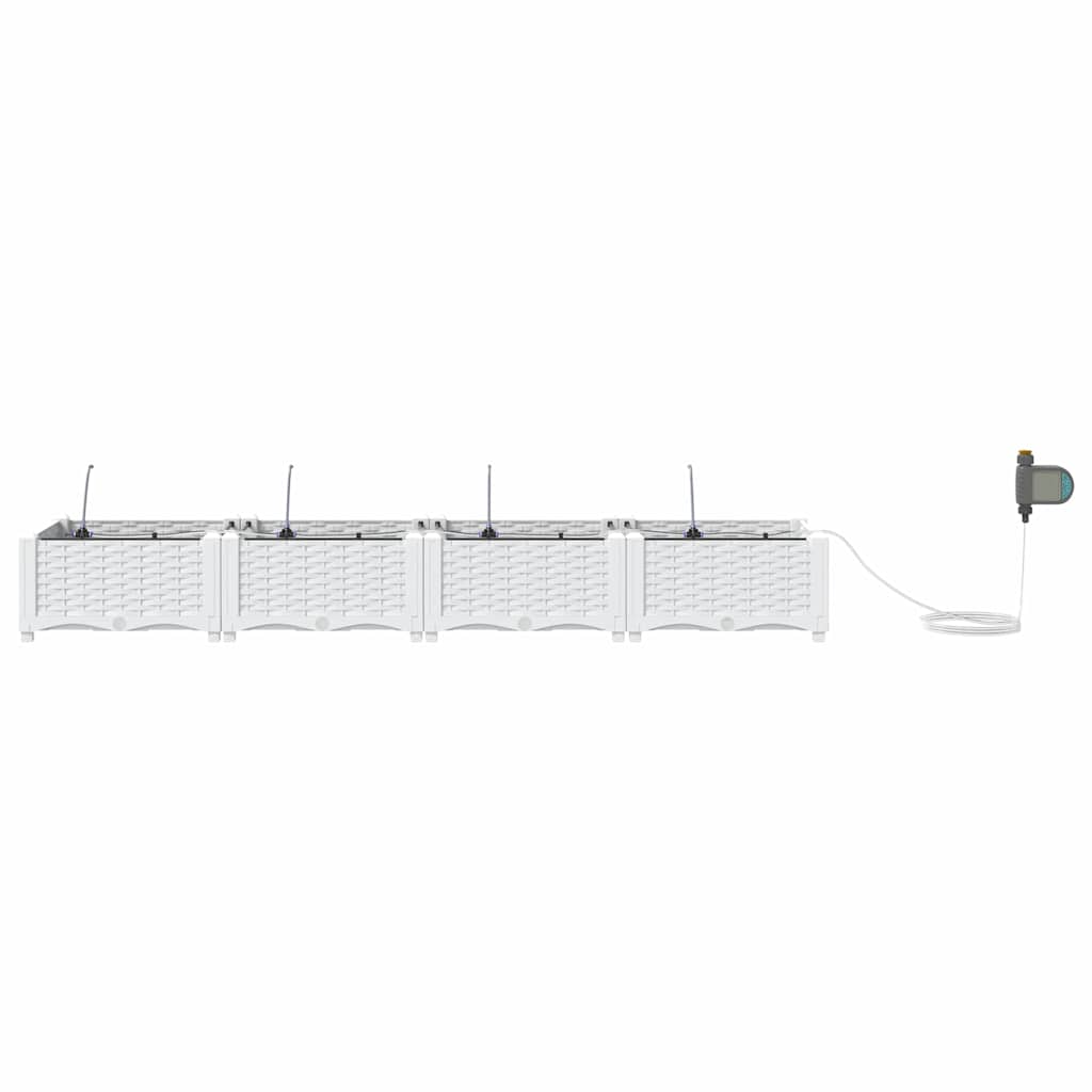 vidaXL Garden Planter 4 pcs White 160 x 40 x 22 cm PP