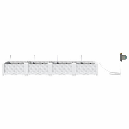 vidaXL Garden Planter 4 pcs White 160 x 40 x 22 cm PP