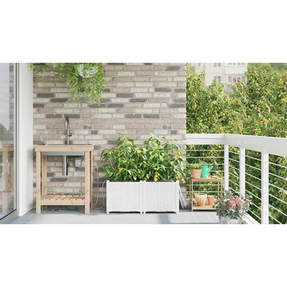 vidaXL Garden Planter 2 pcs White 80 x 40 x 37.5 cm PP
