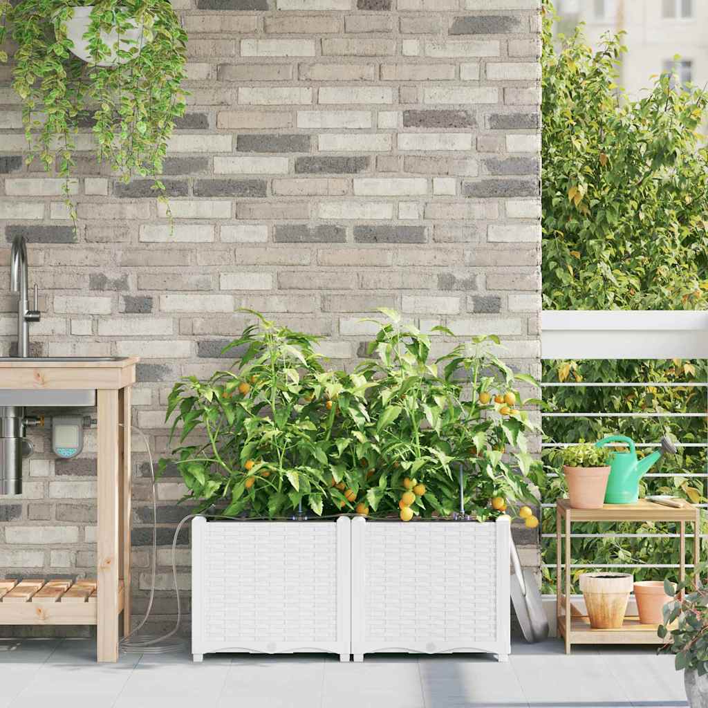 vidaXL Garden Planter 2 pcs White 80 x 40 x 37.5 cm PP