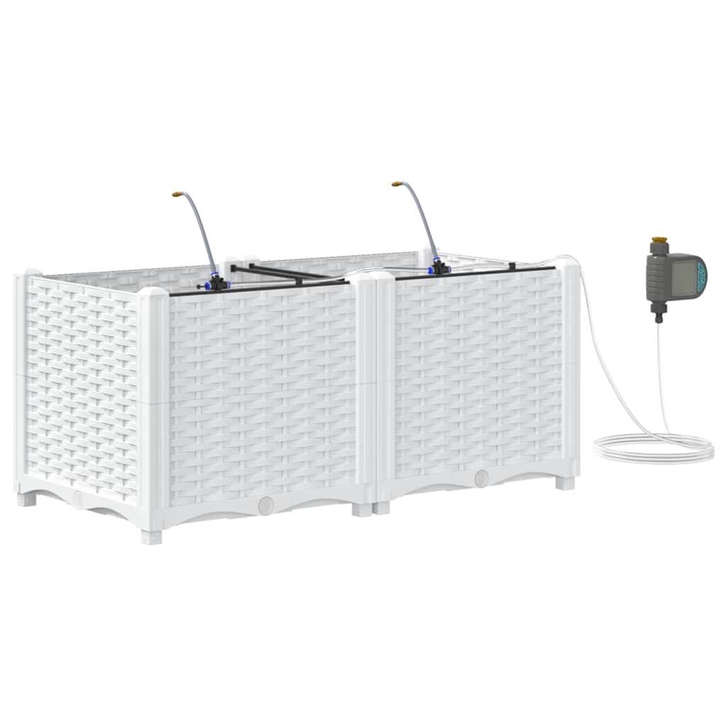 vidaXL Garden Planter 2 pcs White 80 x 40 x 37.5 cm PP