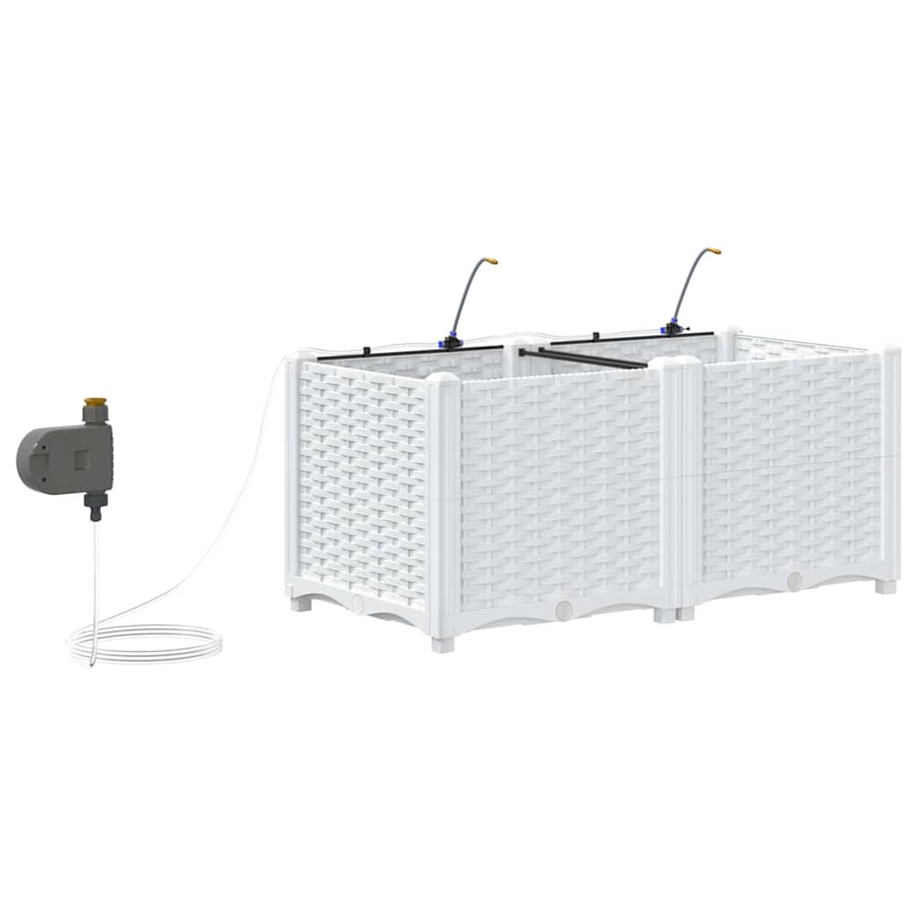 vidaXL Garden Planter 2 pcs White 80 x 40 x 37.5 cm PP