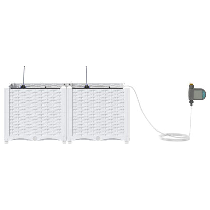 vidaXL Garden Planter 2 pcs White 80 x 40 x 37.5 cm PP