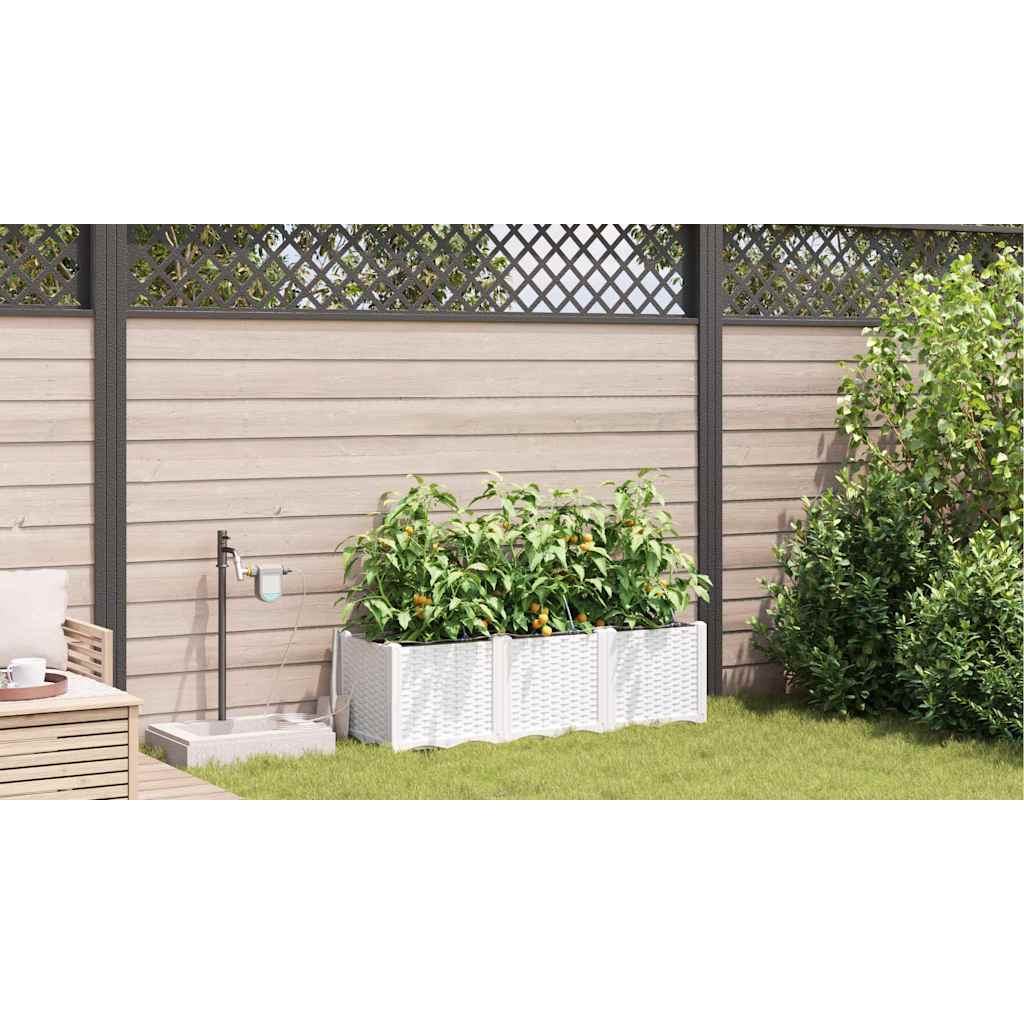vidaXL Garden Planter 3 pcs White 120 x 40 x 37.5 cm PP