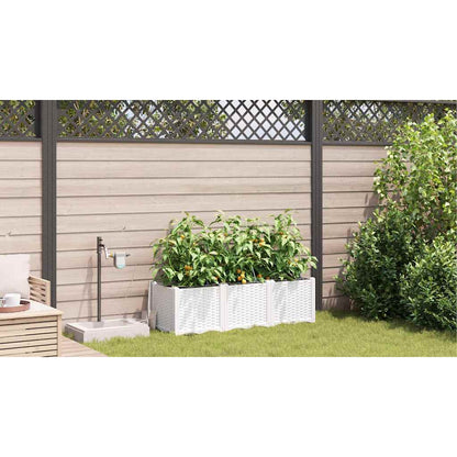 vidaXL Garden Planter 3 pcs White 120 x 40 x 37.5 cm PP