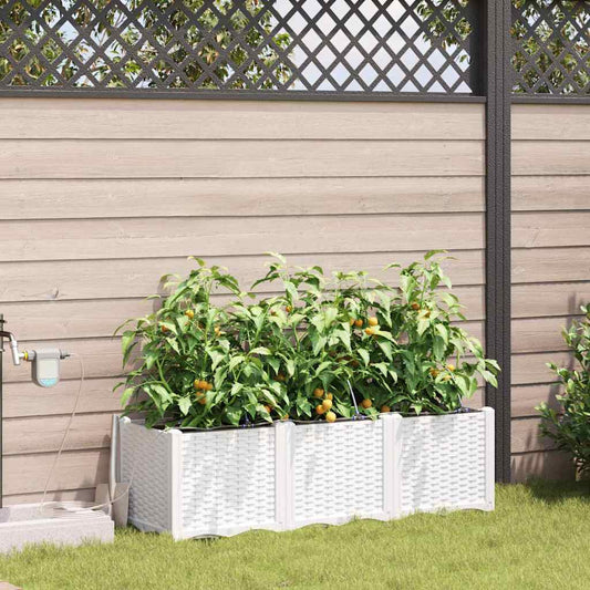 vidaXL Garden Planter 3 pcs White 120 x 40 x 37.5 cm PP