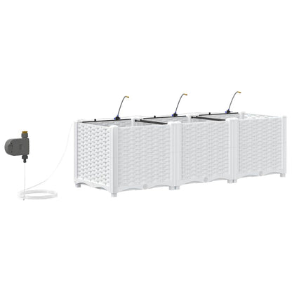 vidaXL Garden Planter 3 pcs White 120 x 40 x 37.5 cm PP
