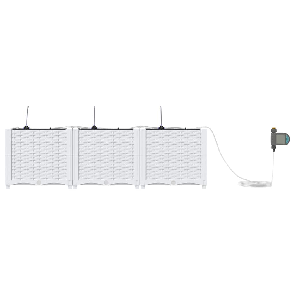 vidaXL Garden Planter 3 pcs White 120 x 40 x 37.5 cm PP