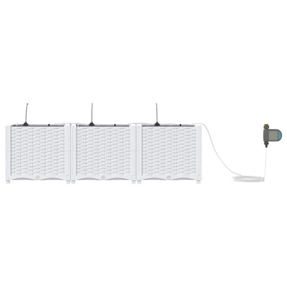 vidaXL Garden Planter 3 pcs White 120 x 40 x 37.5 cm PP
