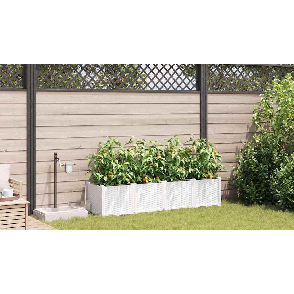 vidaXL Garden Planter 4 pcs White 160 x 40 x 37.5 cm PP