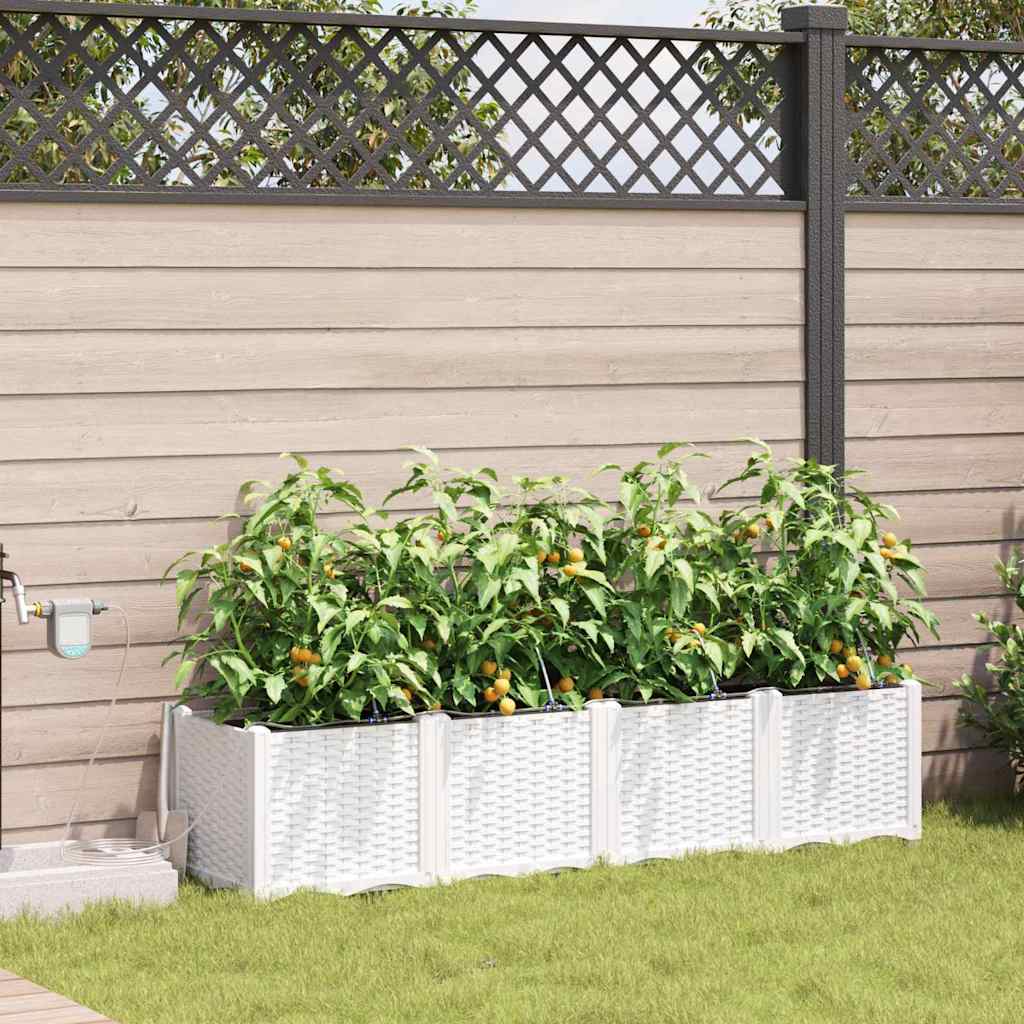 vidaXL Garden Planter 4 pcs White 160 x 40 x 37.5 cm PP