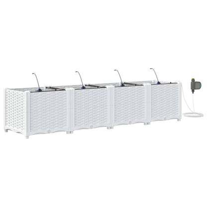 vidaXL Garden Planter 4 pcs White 160 x 40 x 37.5 cm PP