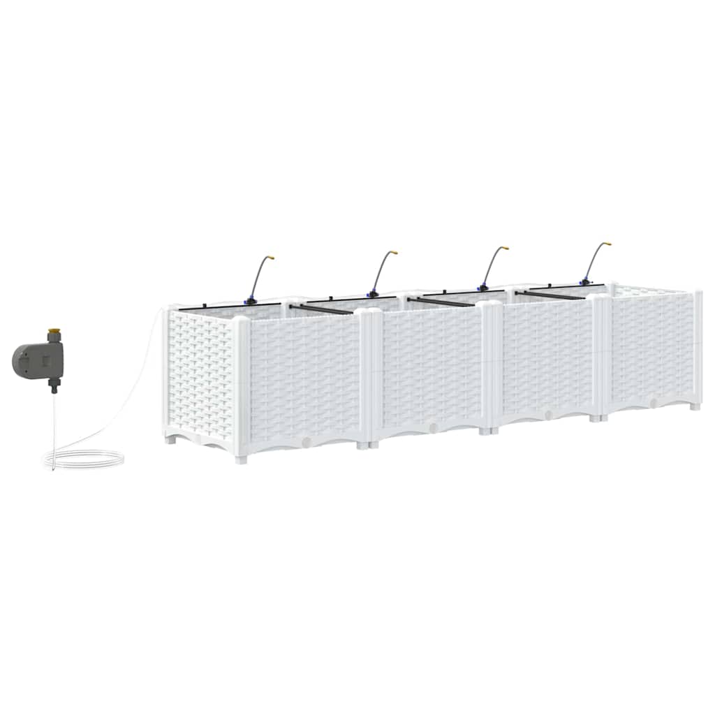 vidaXL Garden Planter 4 pcs White 160 x 40 x 37.5 cm PP