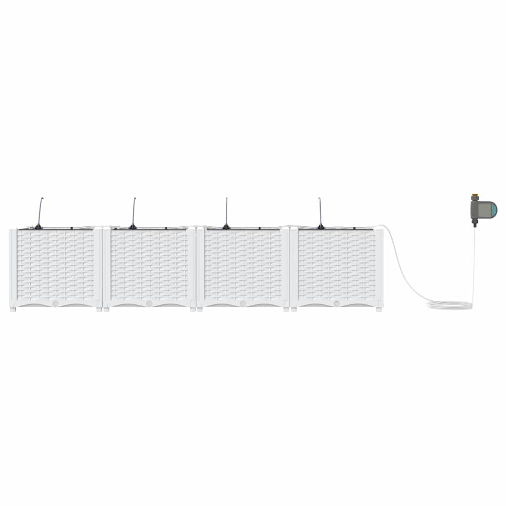vidaXL Garden Planter 4 pcs White 160 x 40 x 37.5 cm PP
