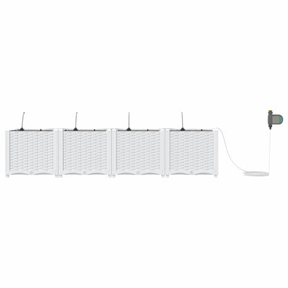 vidaXL Garden Planter 4 pcs White 160 x 40 x 37.5 cm PP
