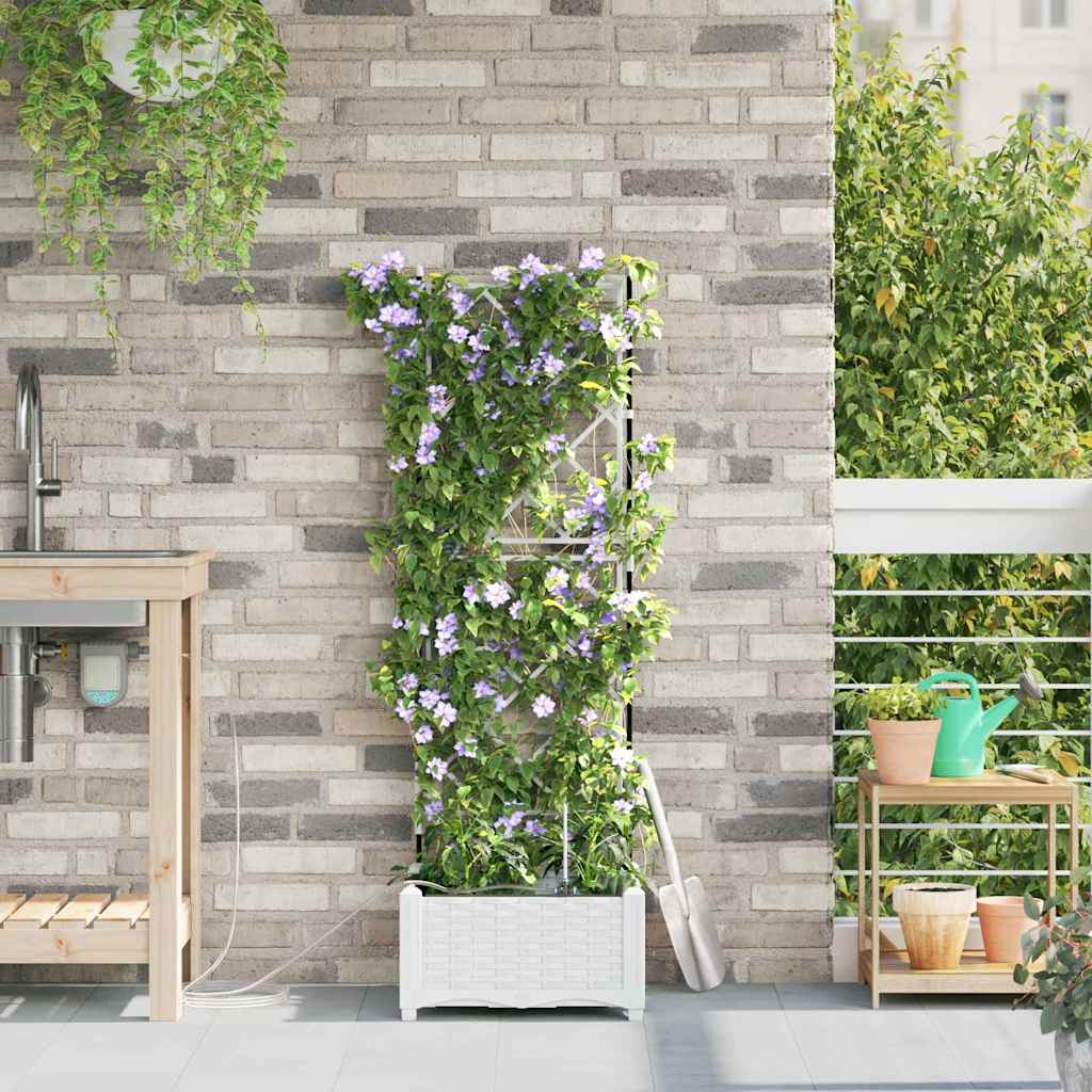 vidaXL Garden Planter White 40 x 40 x 126 cm PP