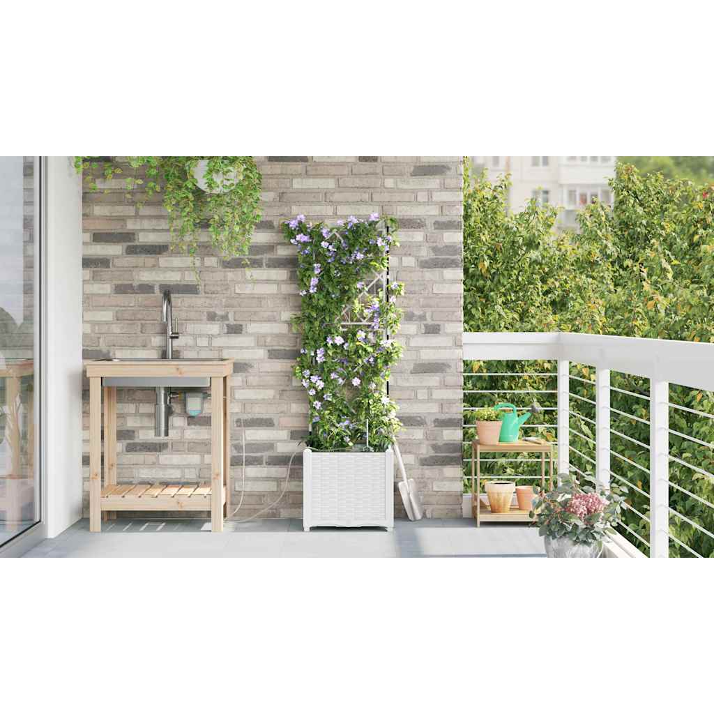vidaXL Garden Planter White 40 x 40 x 142 cm PP