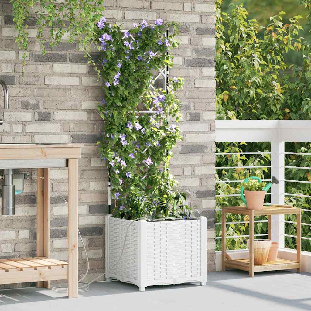 vidaXL Garden Planter White 40 x 40 x 142 cm PP