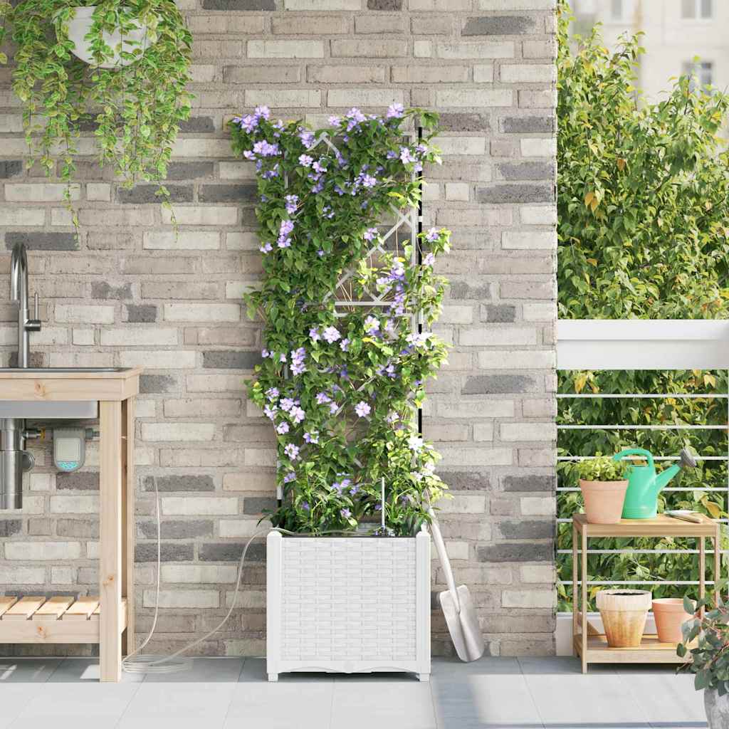 vidaXL Garden Planter White 40 x 40 x 142 cm PP