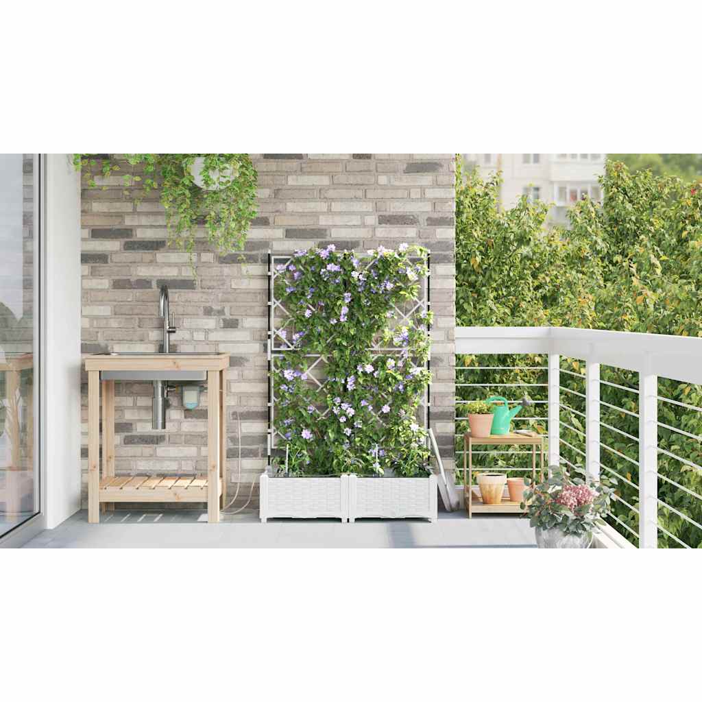vidaXL Garden Planter 2 pcs White 80 x 40 x 126 cm PP