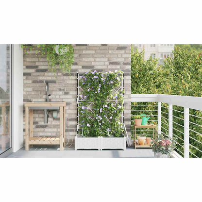 vidaXL Garden Planter 2 pcs White 80 x 40 x 126 cm PP