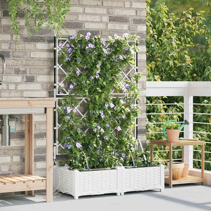 vidaXL Garden Planter 2 pcs White 80 x 40 x 126 cm PP