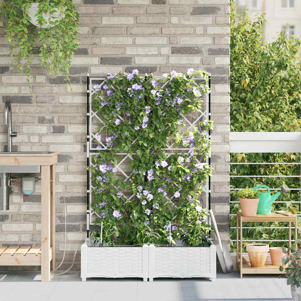 vidaXL Garden Planter 2 pcs White 80 x 40 x 126 cm PP