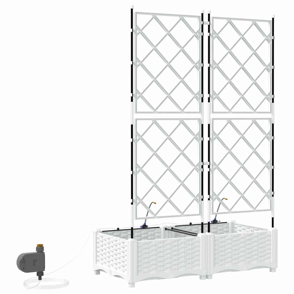 vidaXL Garden Planter 2 pcs White 80 x 40 x 126 cm PP