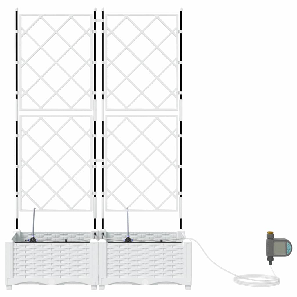 vidaXL Garden Planter 2 pcs White 80 x 40 x 126 cm PP