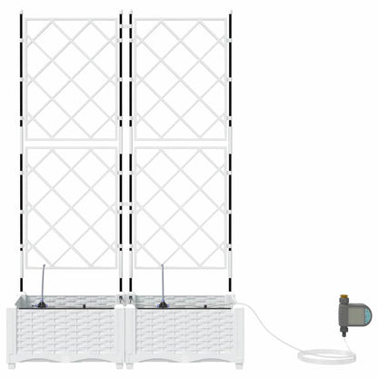 vidaXL Garden Planter 2 pcs White 80 x 40 x 126 cm PP