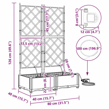 vidaXL Garden Planter 2 pcs White 80 x 40 x 126 cm PP