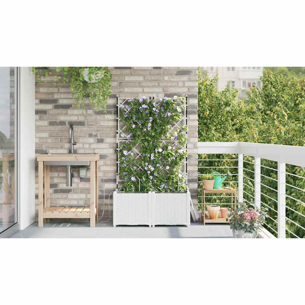 vidaXL Garden Planter 2 pcs White 80 x 40 x 142 cm PP