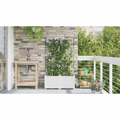 vidaXL Garden Planter 2 pcs White 80 x 40 x 142 cm PP
