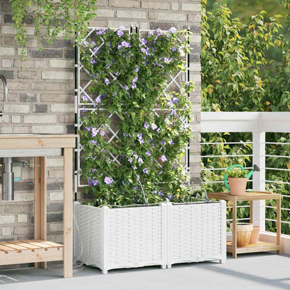 vidaXL Garden Planter 2 pcs White 80 x 40 x 142 cm PP