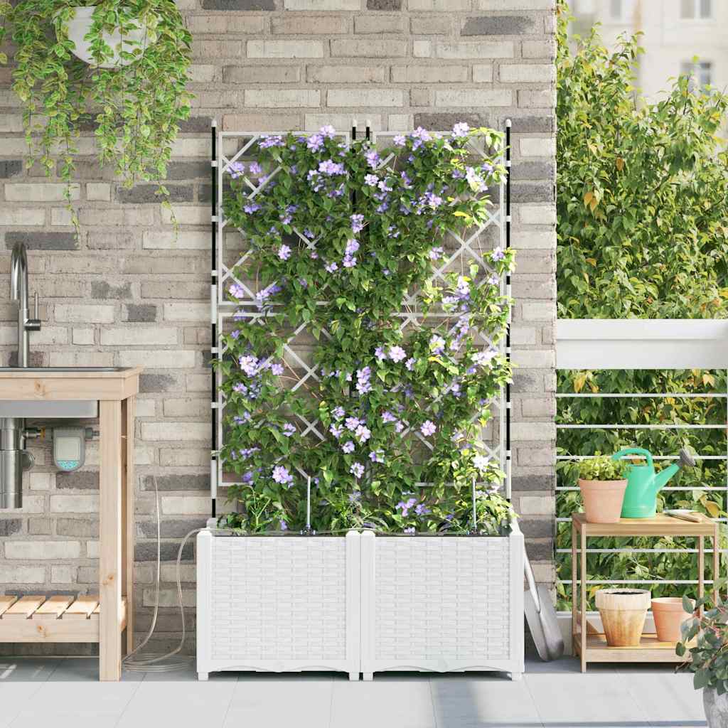 vidaXL Garden Planter 2 pcs White 80 x 40 x 142 cm PP