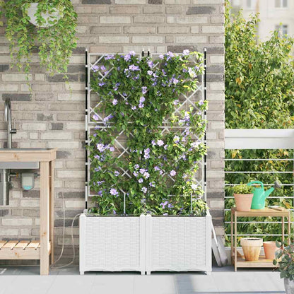 vidaXL Garden Planter 2 pcs White 80 x 40 x 142 cm PP