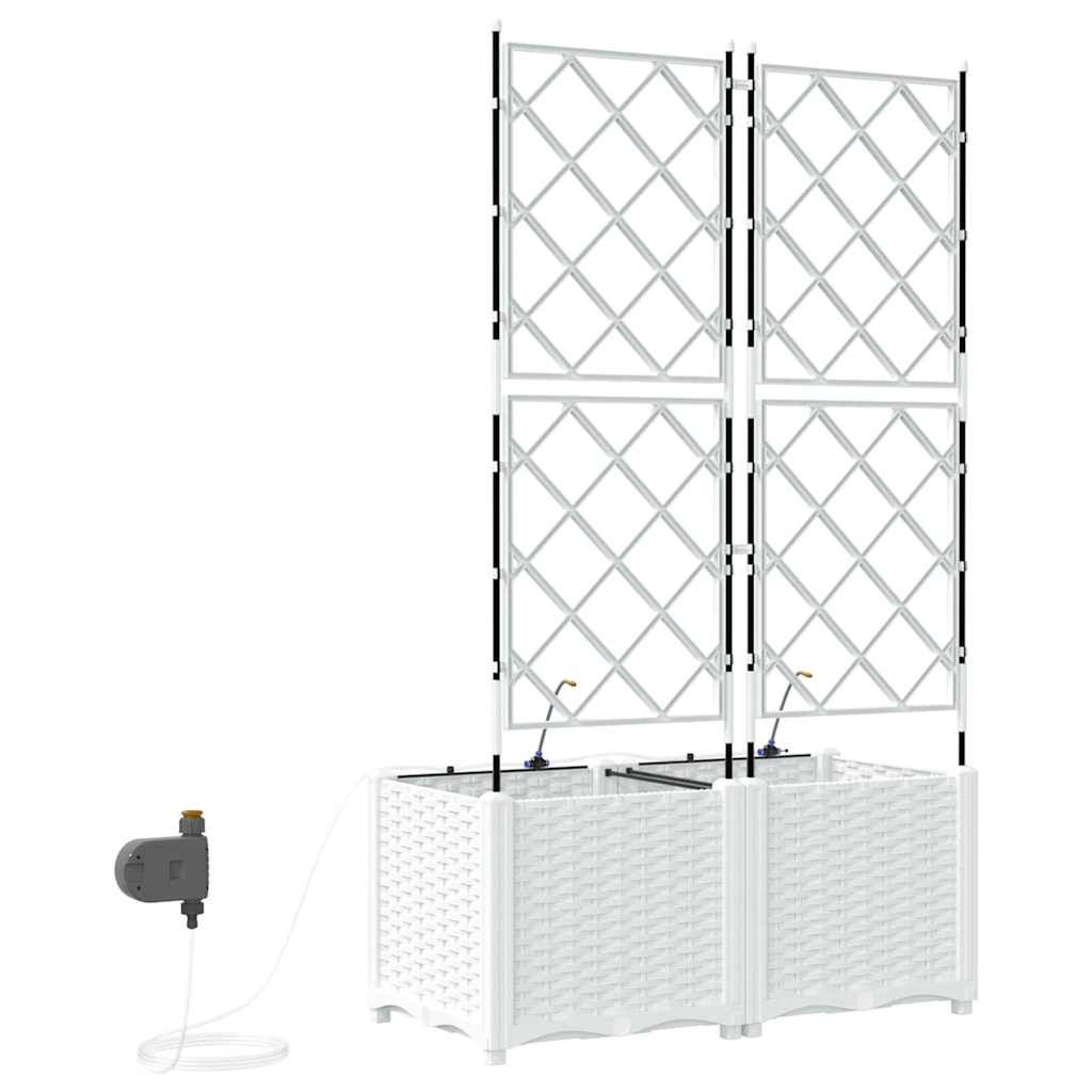 vidaXL Garden Planter 2 pcs White 80 x 40 x 142 cm PP