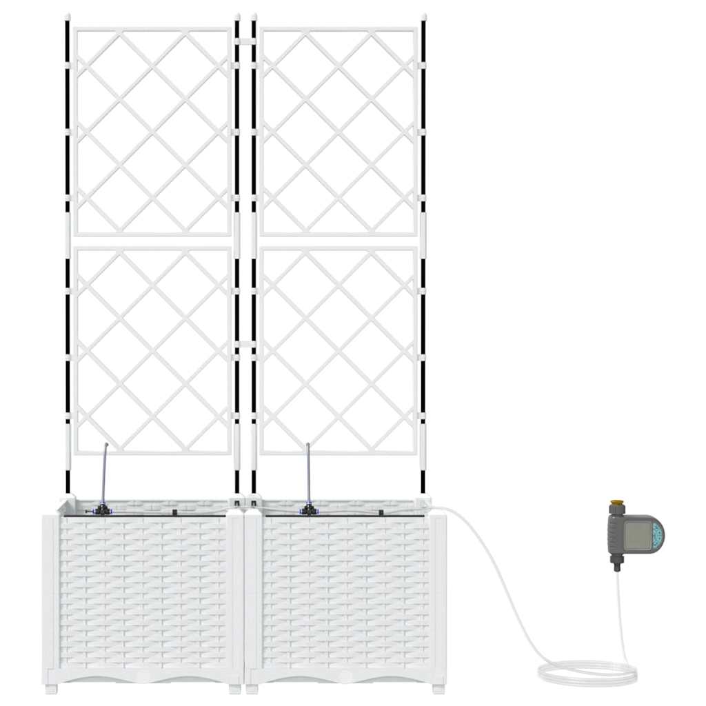 vidaXL Garden Planter 2 pcs White 80 x 40 x 142 cm PP