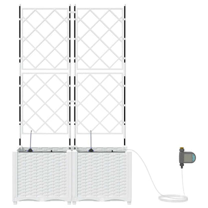 vidaXL Garden Planter 2 pcs White 80 x 40 x 142 cm PP