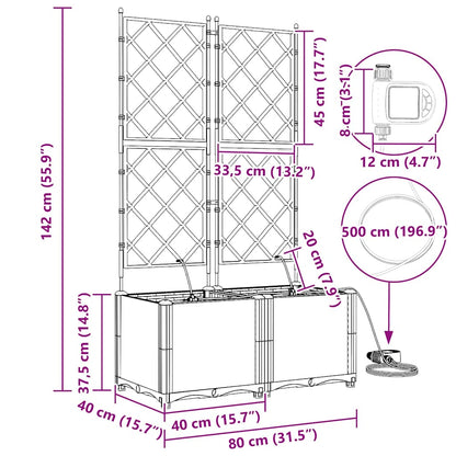 vidaXL Garden Planter 2 pcs White 80 x 40 x 142 cm PP