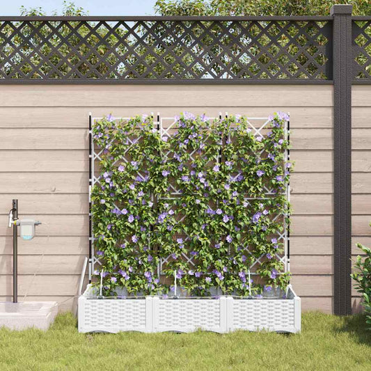 vidaXL Garden Planter 3 pcs White 120 x 40 x 126 cm PP
