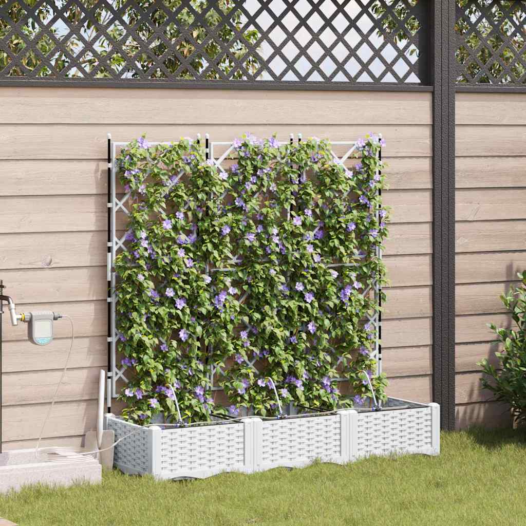 vidaXL Garden Planter 3 pcs White 120 x 40 x 126 cm PP