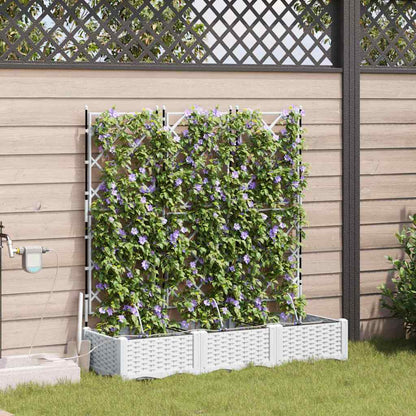 vidaXL Garden Planter 3 pcs White 120 x 40 x 126 cm PP